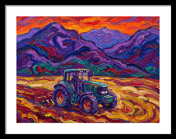 Tractor Amidst Vibrant Mountains