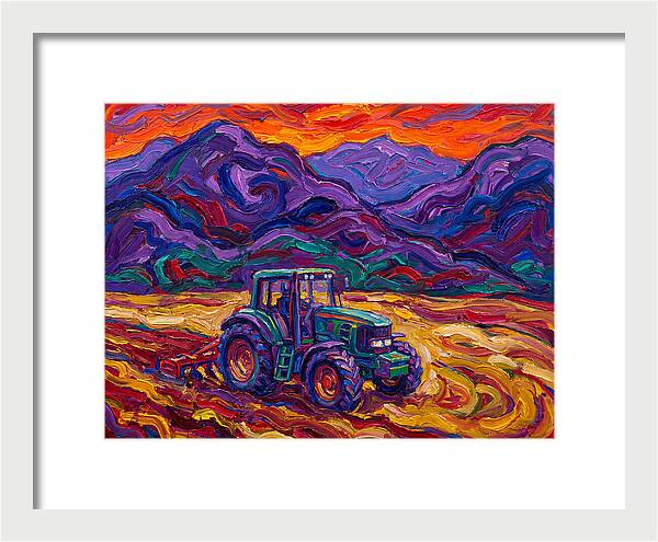 Tractor Amidst Vibrant Mountains