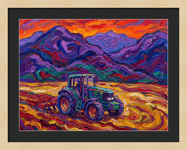 Tractor Amidst Vibrant Mountains