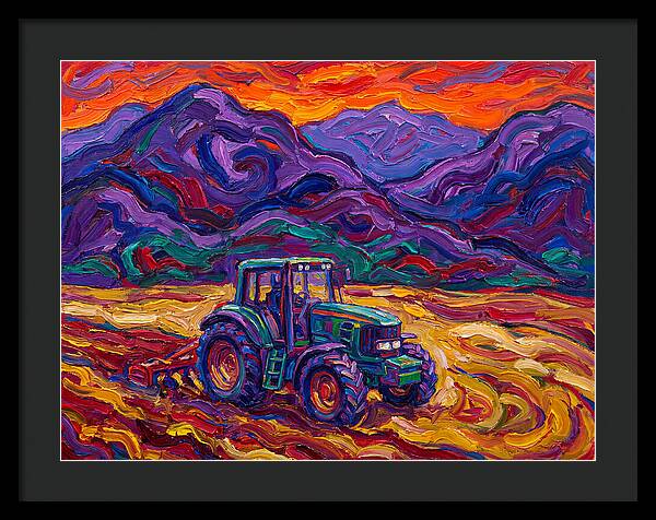Tractor Amidst Vibrant Mountains