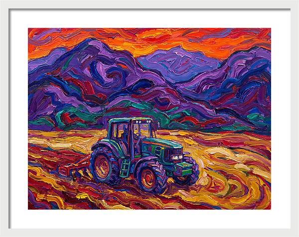 Tractor Amidst Vibrant Mountains