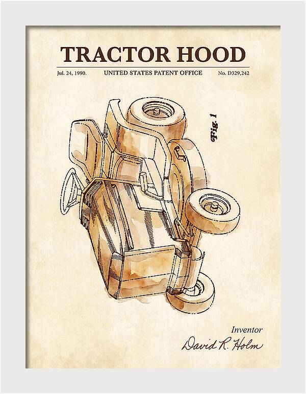 Tractor Hood Watercolor Patent Usd329242s