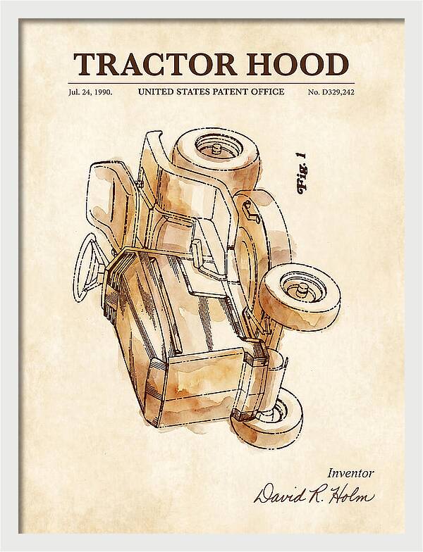 Tractor Hood Watercolor Patent Usd329242s