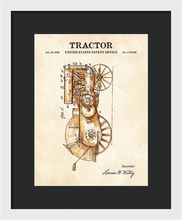 Tractor Watercolor Patent Us1749202