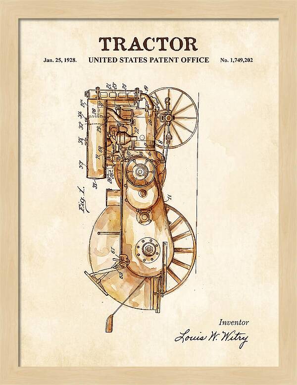 Tractor Watercolor Patent Us1749202