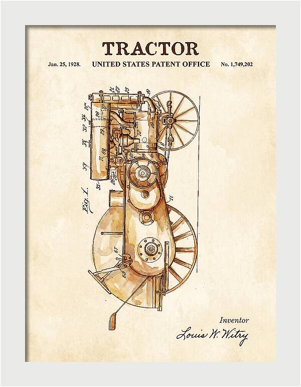 Tractor Watercolor Patent Us1749202