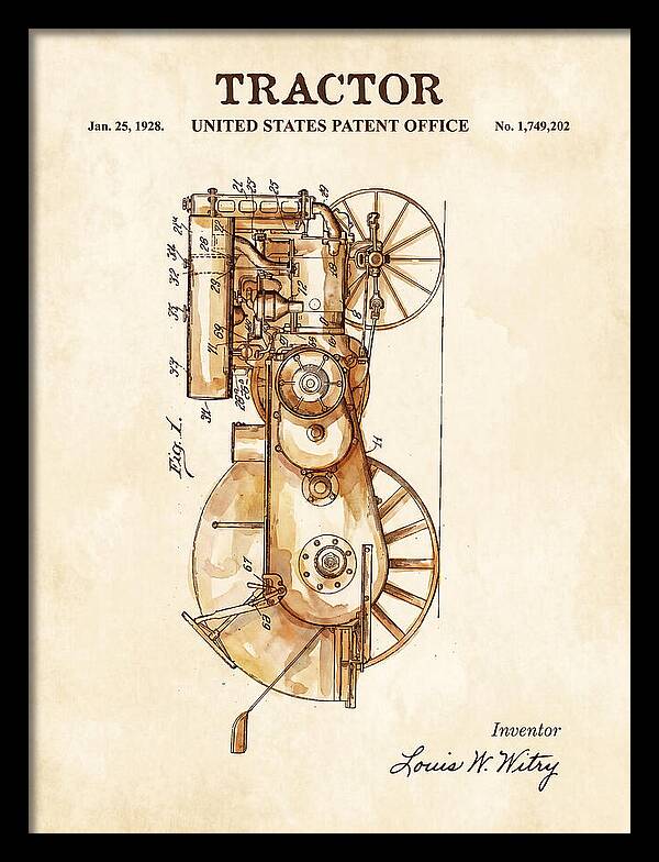 Tractor Watercolor Patent Us1749202