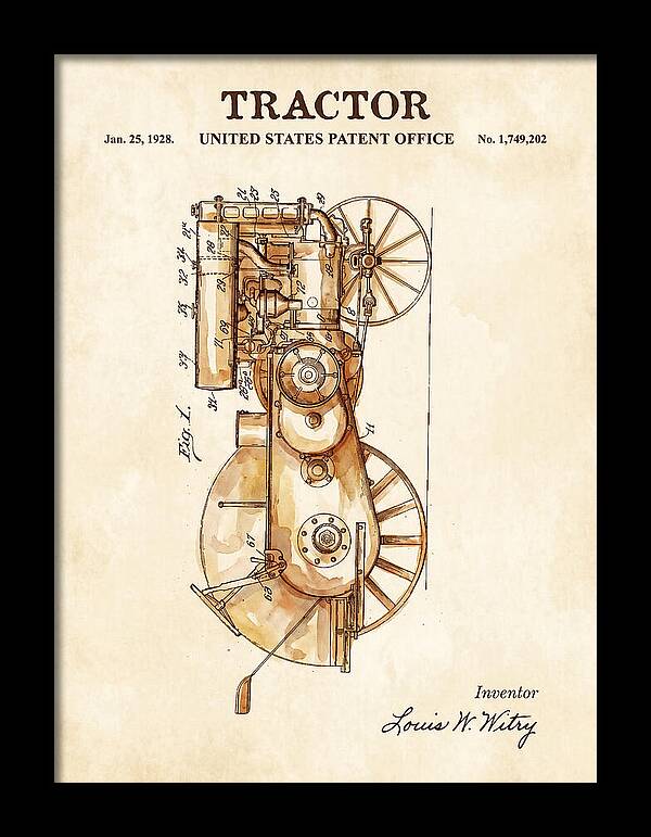 Tractor Watercolor Patent Us1749202