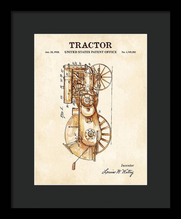 Tractor Watercolor Patent Us1749202