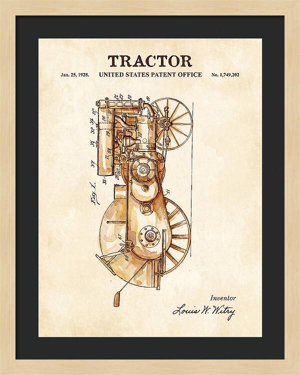 Tractor Watercolor Patent Us1749202