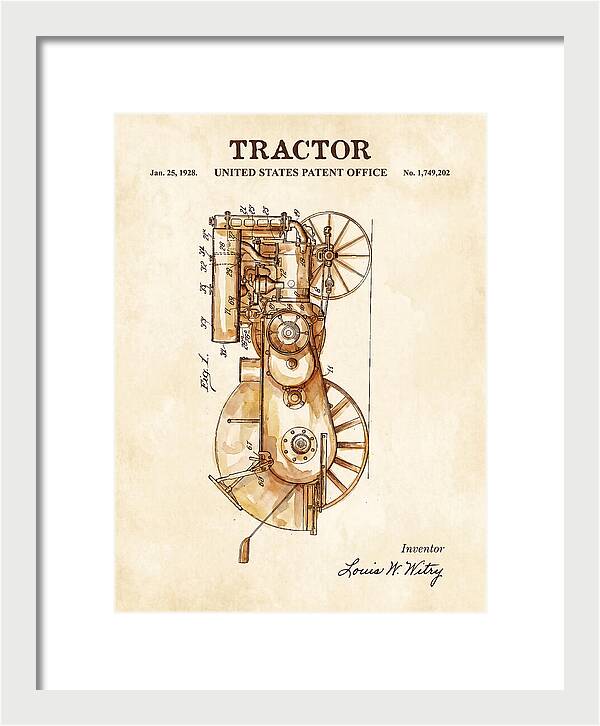 Tractor Watercolor Patent Us1749202
