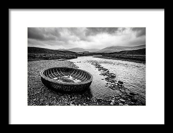 Traditional Coracle On Welsh River