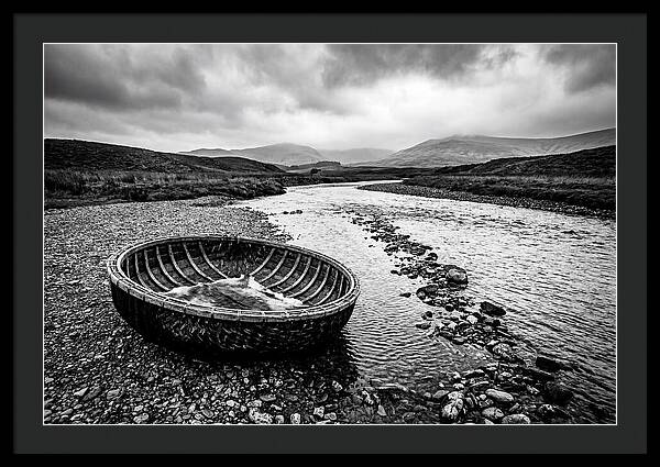 Traditional Coracle On Welsh River