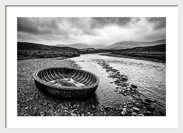 Traditional Coracle On Welsh River