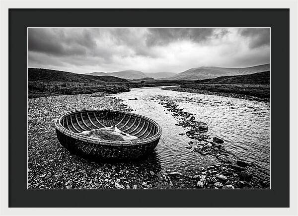 Traditional Coracle On Welsh River