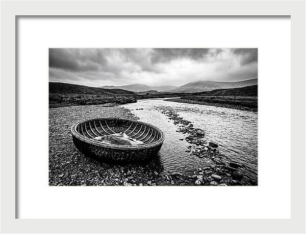 Traditional Coracle On Welsh River
