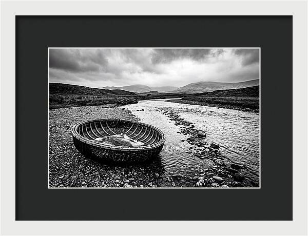 Traditional Coracle On Welsh River