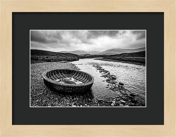 Traditional Coracle On Welsh River