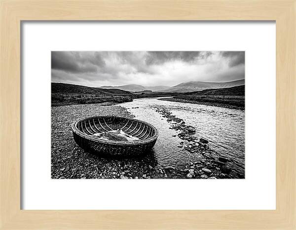 Traditional Coracle On Welsh River