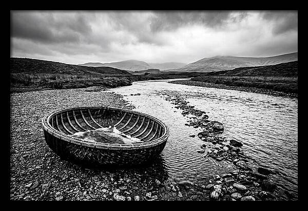 Traditional Coracle On Welsh River