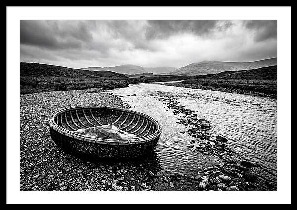 Traditional Coracle On Welsh River