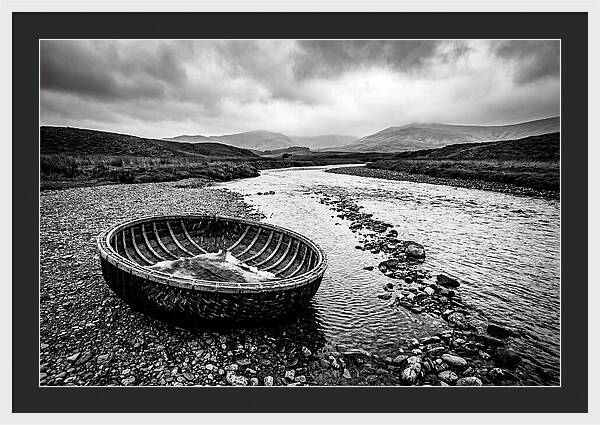 Traditional Coracle On Welsh River