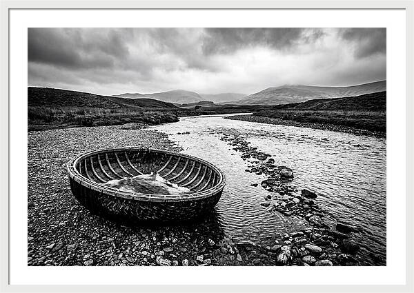 Traditional Coracle On Welsh River