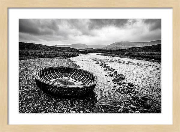 Traditional Coracle On Welsh River