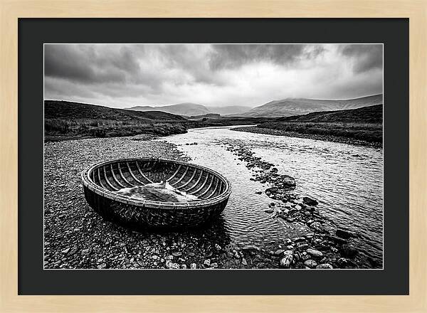 Traditional Coracle On Welsh River
