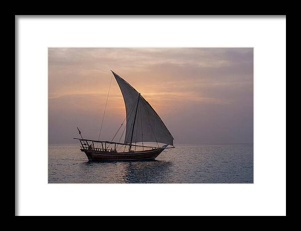 Traditional Dhow Sailing At Sunset