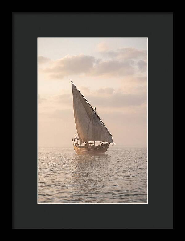 Traditional Dhow Sailing Into The Horizon