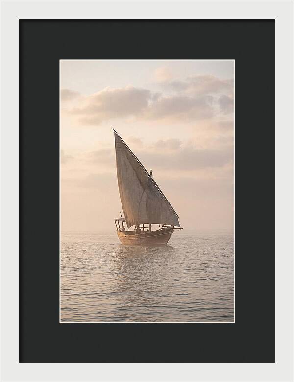 Traditional Dhow Sailing Into The Horizon