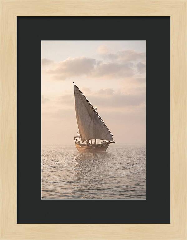 Traditional Dhow Sailing Into The Horizon