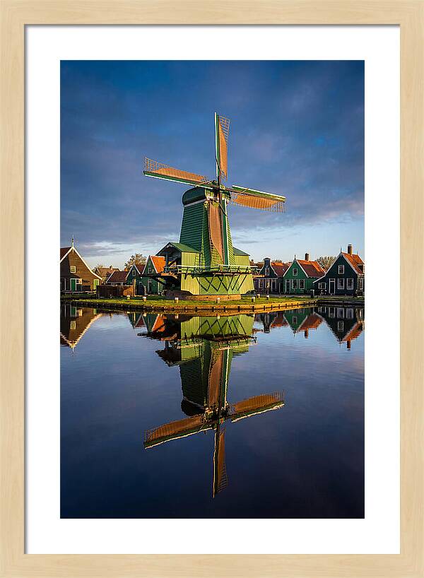 Traditional Dutch Windmill Reflection