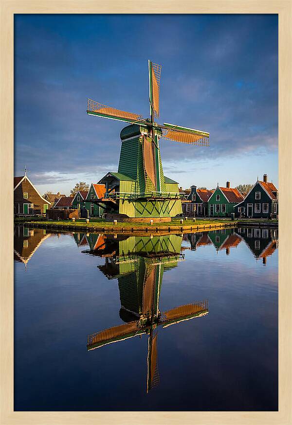 Traditional Dutch Windmill Reflection