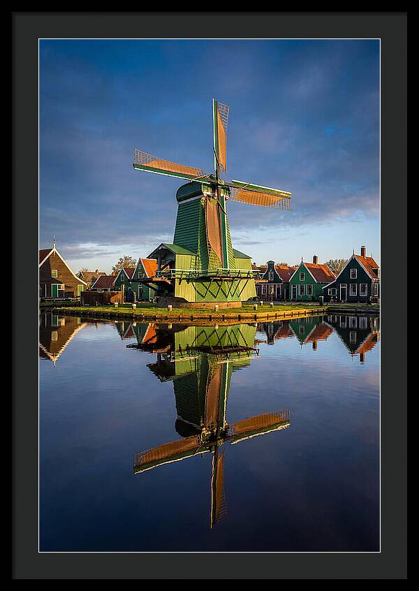 Traditional Dutch Windmill Reflection