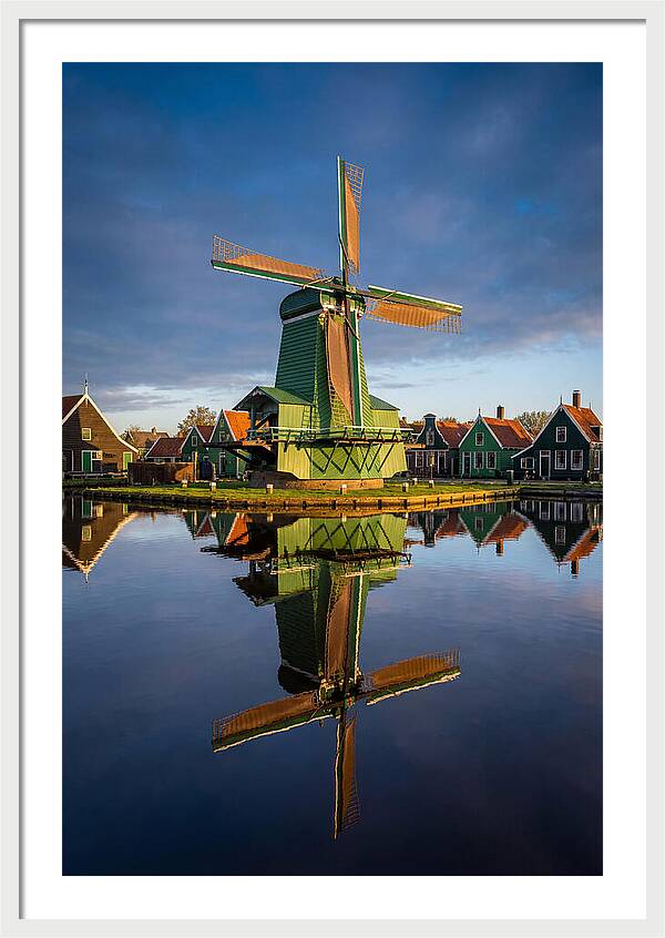 Traditional Dutch Windmill Reflection