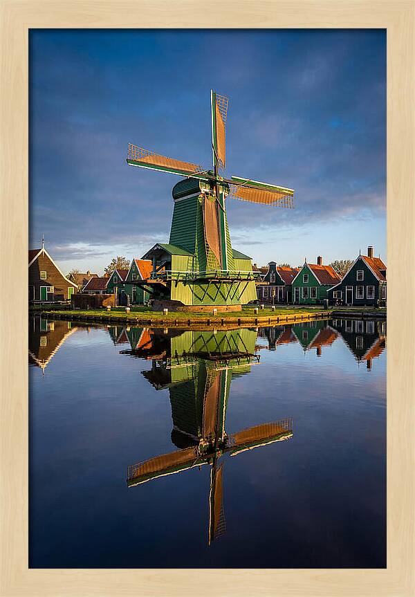 Traditional Dutch Windmill Reflection