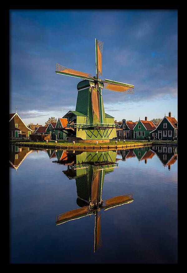 Traditional Dutch Windmill Reflection