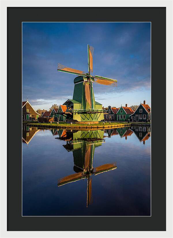 Traditional Dutch Windmill Reflection