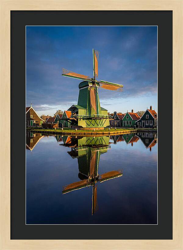 Traditional Dutch Windmill Reflection