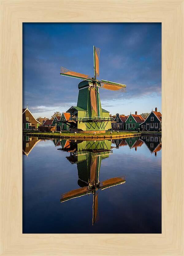 Traditional Dutch Windmill Reflection