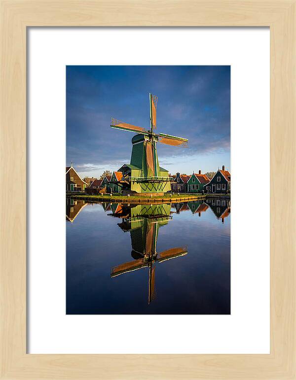 Traditional Dutch Windmill Reflection