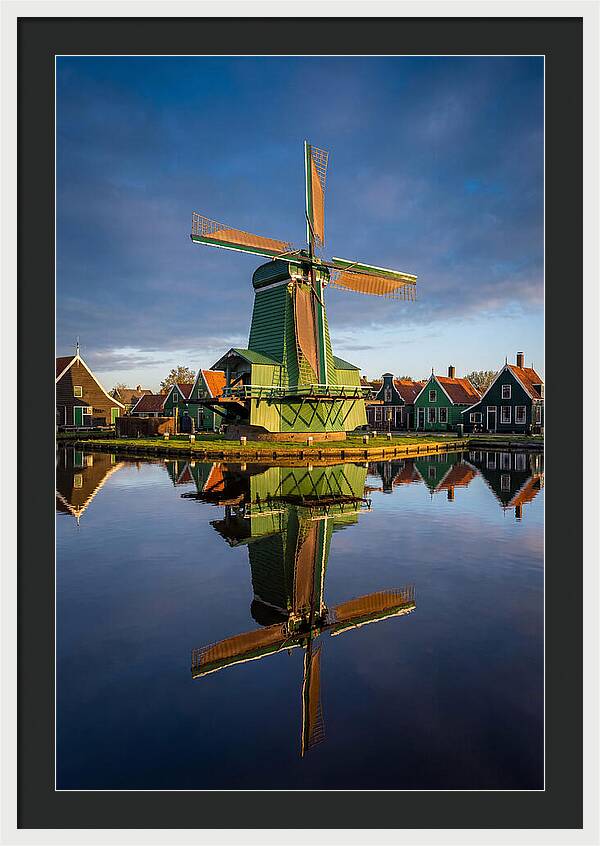 Traditional Dutch Windmill Reflection