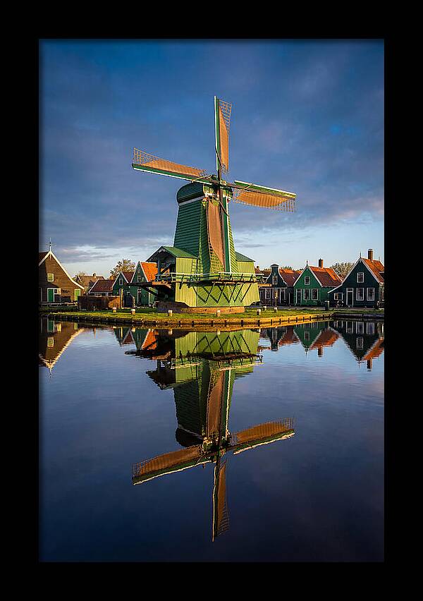 Traditional Dutch Windmill Reflection