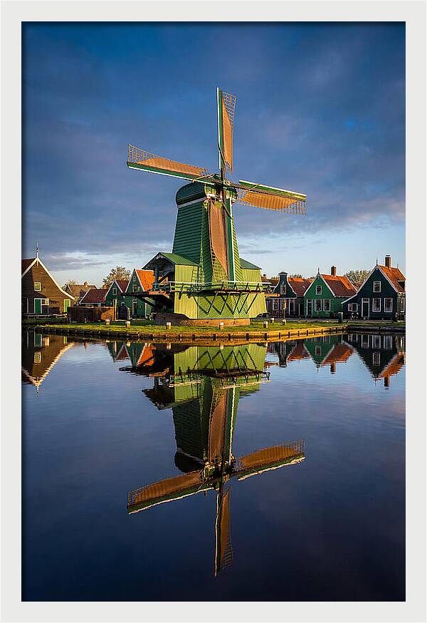 Traditional Dutch Windmill Reflection