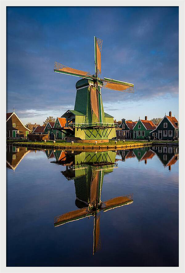 Traditional Dutch Windmill Reflection