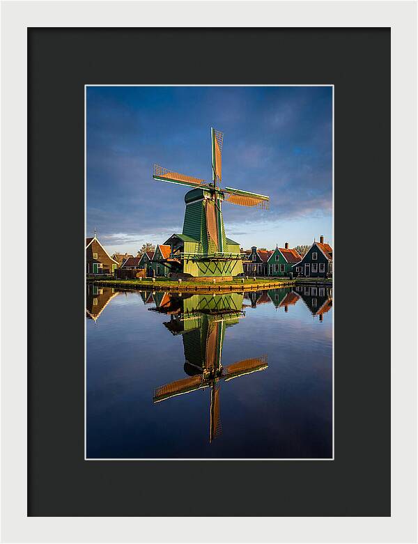 Traditional Dutch Windmill Reflection