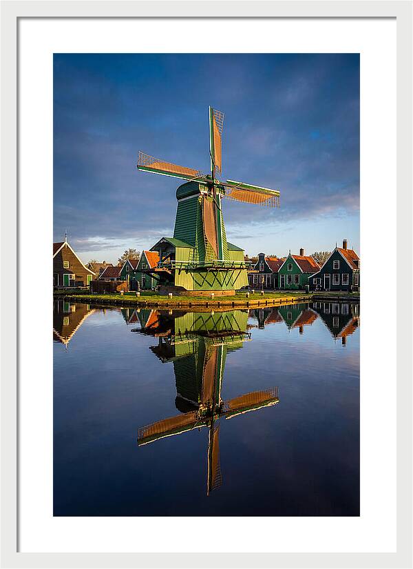 Traditional Dutch Windmill Reflection