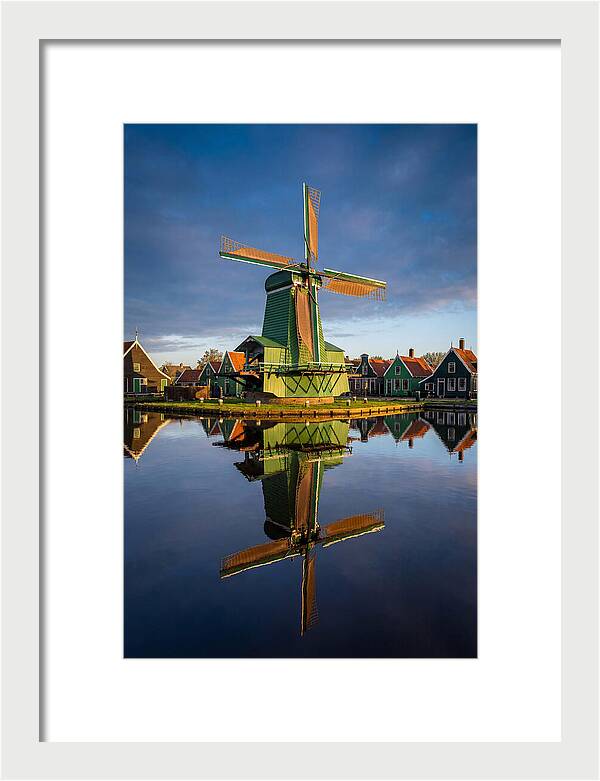 Traditional Dutch Windmill Reflection